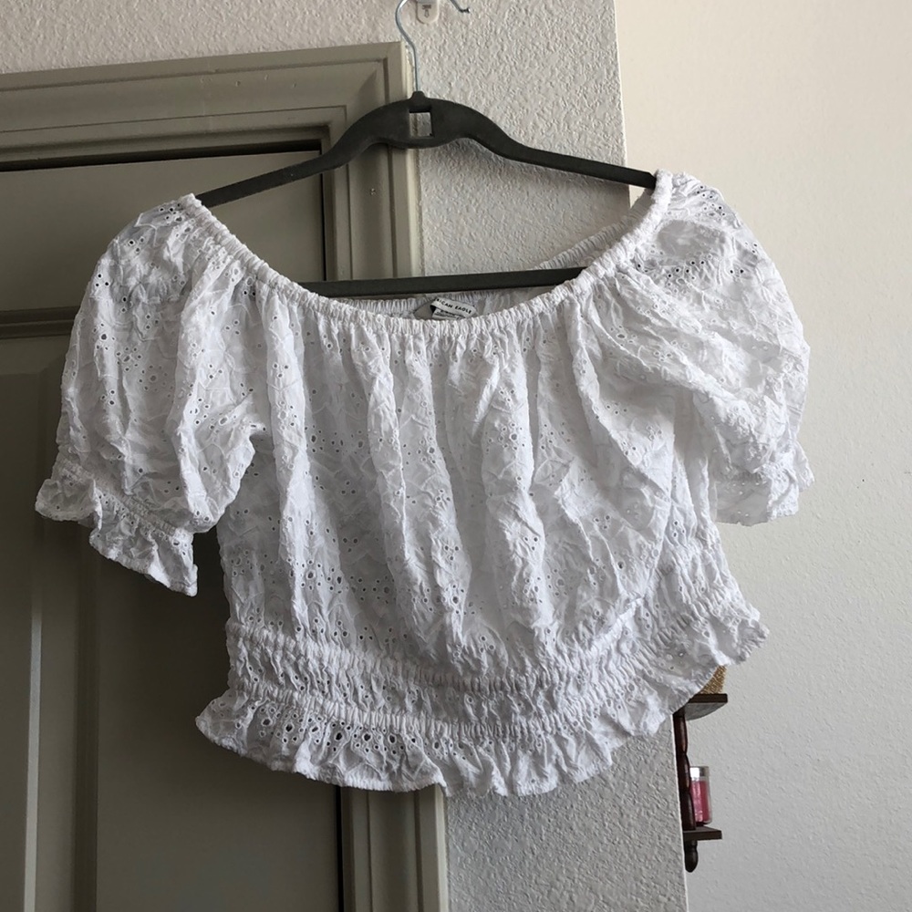 Lace off the shoulder crop top